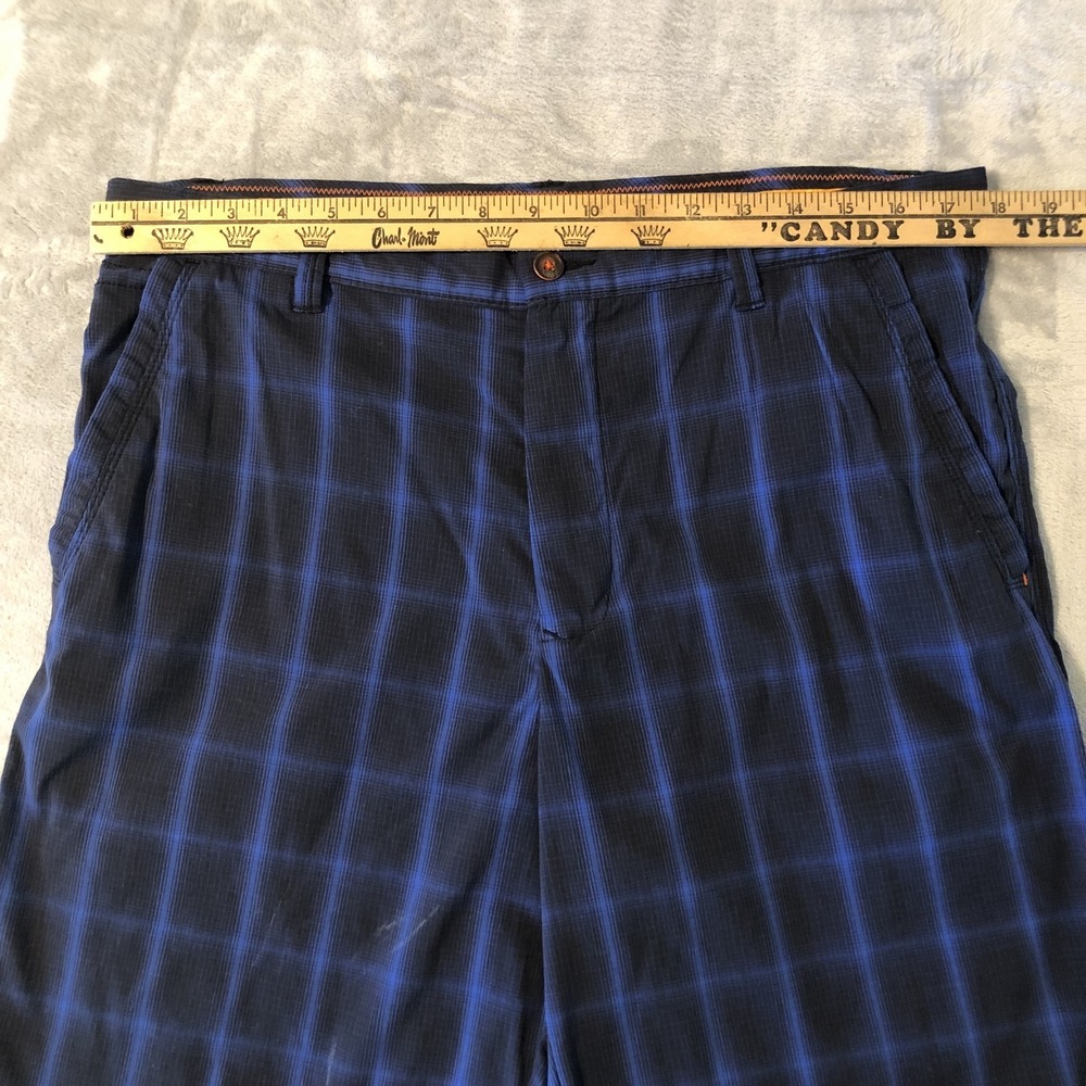 Tommy‎ Bahama Paradise Tech Shorts Mens 35 Blue Plaid Nylon Spandex Golf *Stains - Picture 13 of 16